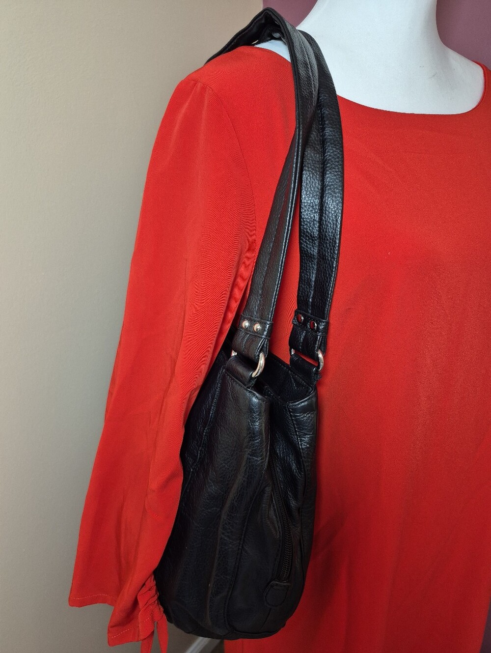 Tignanello‎ Black Pebbled Leather HoBo Shoulder Bag - Picture 11 of 11